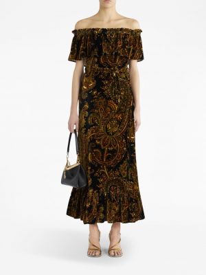 Midi šaty s potiskem s paisley potiskem Etro černé