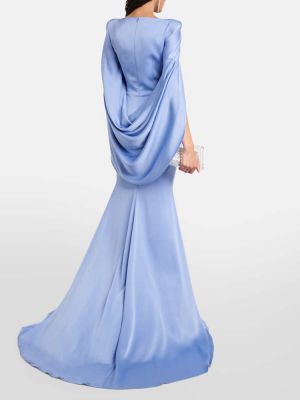 Satynowa sukienka długa Alex Perry niebieska