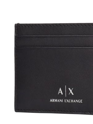 Portefeuille en cuir à imprimé Armani Exchange noir