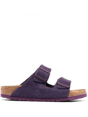 Lær sandaler med reim Birkenstock lilla