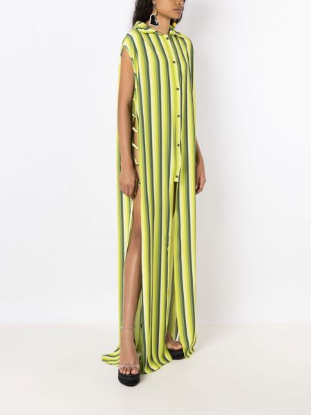 Pruhované dlouhé šaty s potiskem Amir Slama zelené