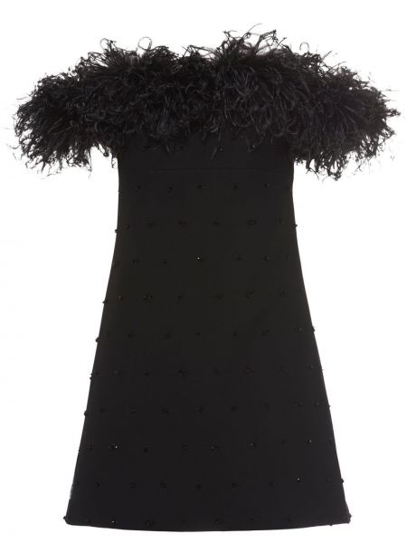 Mini haljina sa perjem Miu Miu crna