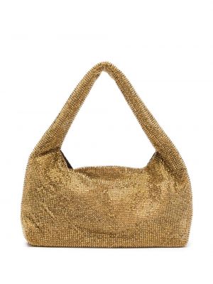 Τσάντα shopper από διχτυωτό με πετραδάκια Kara χρυσό