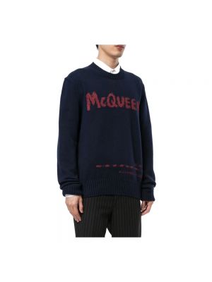 Suéter de tejido jacquard Alexander Mcqueen azul