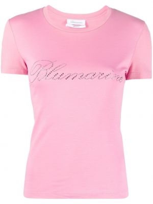 Kokvilnas t-krekls Blumarine rozā