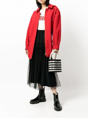 Abrigo de seda con capucha Chanel Pre-owned rojo