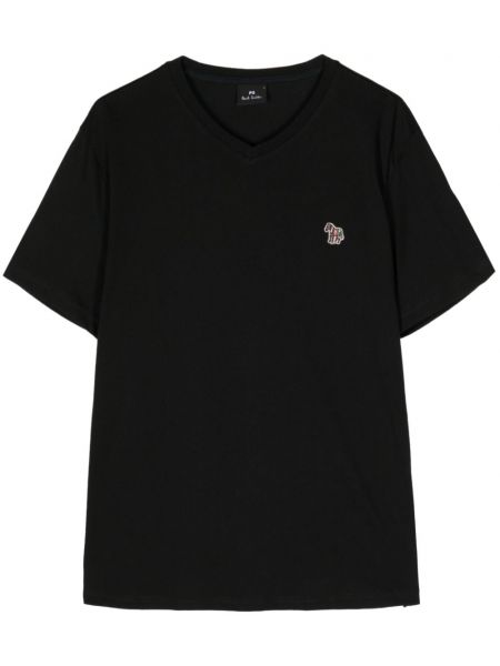 Bombažna majica z zebra vzorcem Ps Paul Smith črna