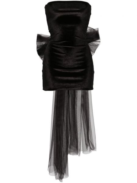 Oversized βελούδινη φούστα mini με φιόγκο Atu Body Couture μαύρο