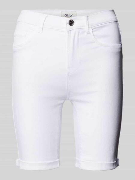 Szorty jeansowe slim fit z kieszeniami Only białe