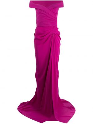 Krepové dlouhé šaty Rhea Costa fialové