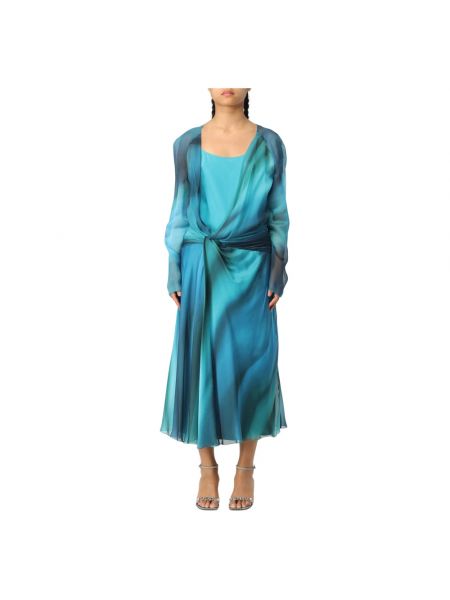 Sukienka midi elegancka Alberta Ferretti niebieska