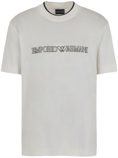 T-shirt mit stickerei aus baumwoll Emporio Armani weiß