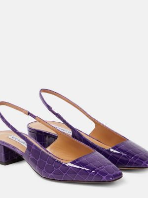 Pantofi cu toc din piele de lac slingback Aquazzura violet