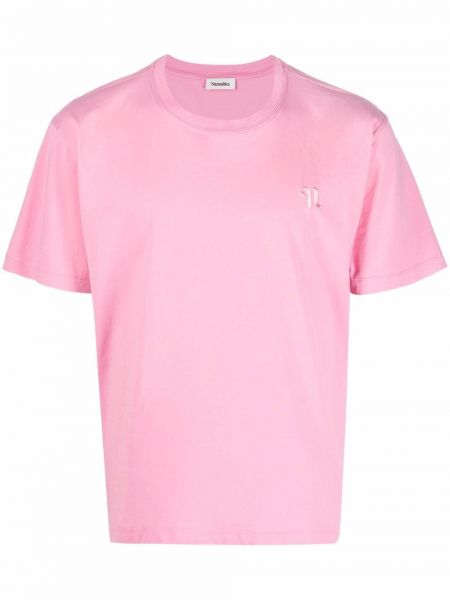 Růžové tričko s výšivkou Nanushka