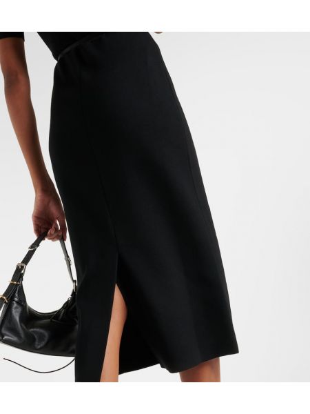 Gyapjú midi ruha Givenchy fekete
