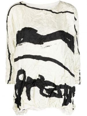 Hedvábná halenka s potiskem s abstraktním vzorem Daniela Gregis