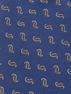 Jedwabny krawat z wzorem paisley Brioni niebieski