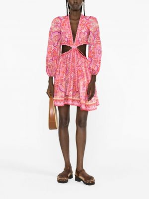 Mini-abito con stampa paisley Zimmermann rosa