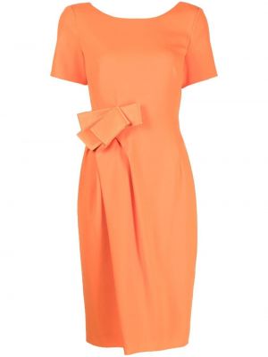 Satenska midi obleka iz krep tkanine Paule Ka oranžna