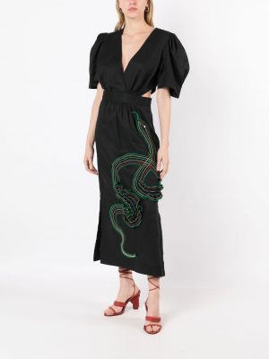 Kleid mit stickerei Isolda schwarz