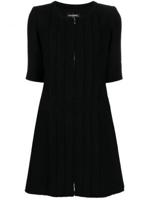 Tweed kleid mit reißverschluss Chanel Pre-owned schwarz