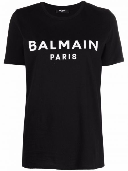 Camiseta con estampado manga corta Balmain negro