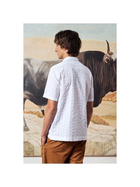 Camisa de algodón de tejido jacquard Massimo Alba blanco