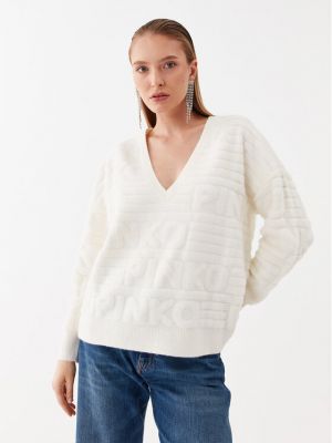 Laza szabású pulóver Pinko fehér