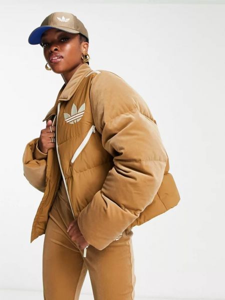 Бархатная куртка Adidas Originals коричневая