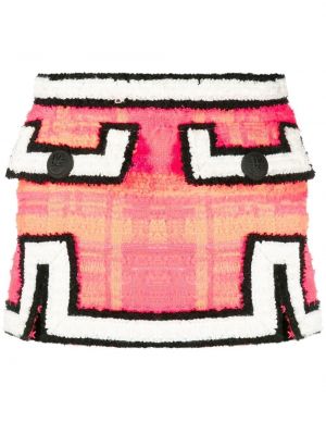 Minigonna con stampa in tweed Dsquared2 rosa