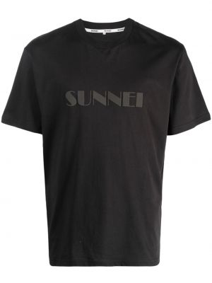 Памучна тениска с принт Sunnei черно