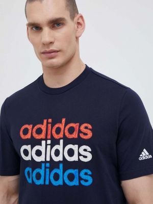 Памучна тениска с дълъг ръкав с принт Adidas