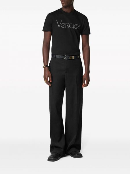 Bavlněné tričko s potiskem Versace černé