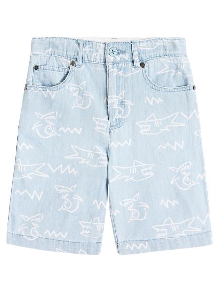 Trykt jeans-shorts for gutter Stella Mccartney Kids blå