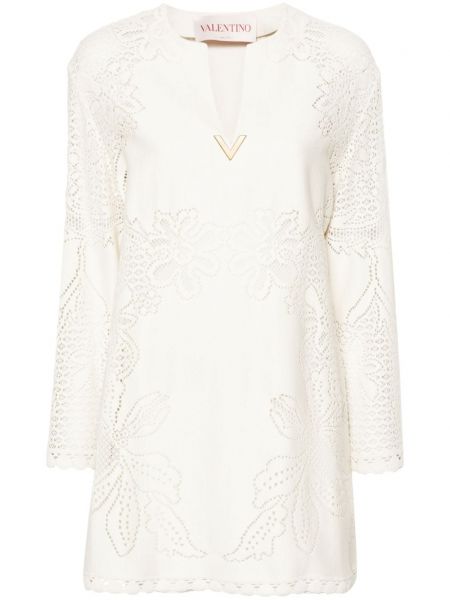 Bavlnené mini šaty Valentino Garavani biela