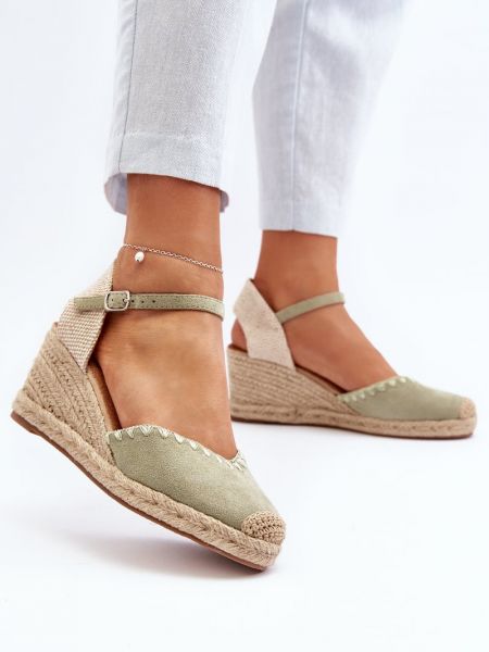 Pletené semišové sandále Kesi zelená