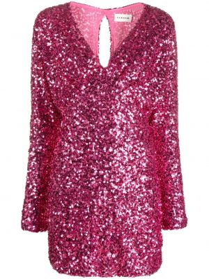 Κοκτέιλ φόρεμα με παγιέτες P.a.r.o.s.h. ροζ