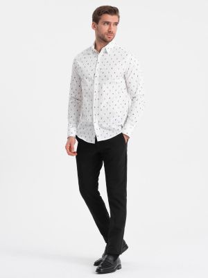 Βαμβακερό πουκάμισο σε στενή γραμμή Ombre λευκό