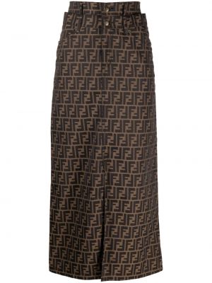 Džínsová sukňa Fendi Pre-owned hnedá
