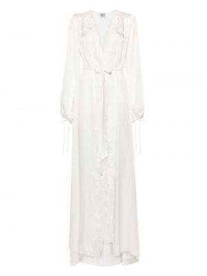 Μεταξωτή μάξι φόρεμα με δαντέλα Carine Gilson λευκό