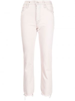 Klasické bavlněné skinny džíny s páskem Mother - růžová