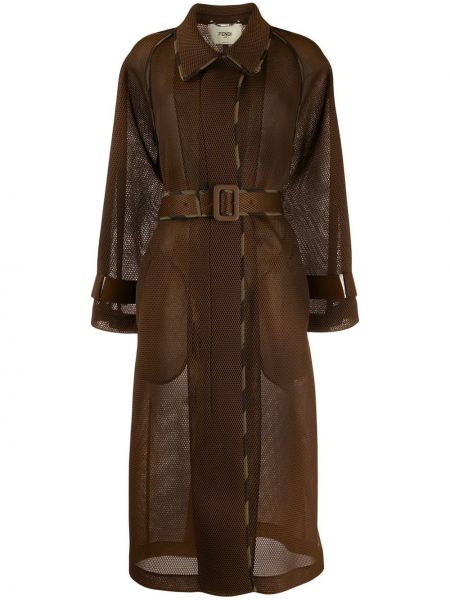 Пальто сетчатое Fendi, коричневое