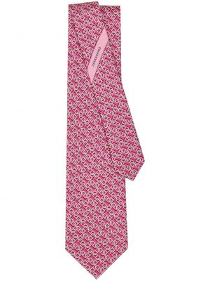 Jedwabny krawat z nadrukiem Ferragamo różowy