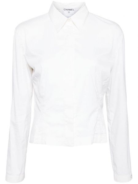 Garš krekls ar radzēm Chanel Pre-owned balts