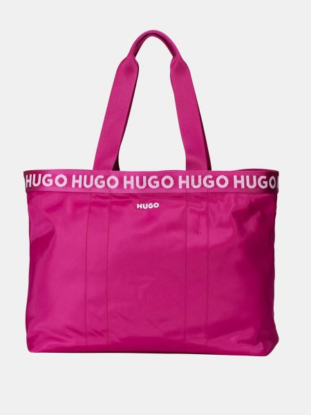 Bolso shopper con estampado Hugo negro