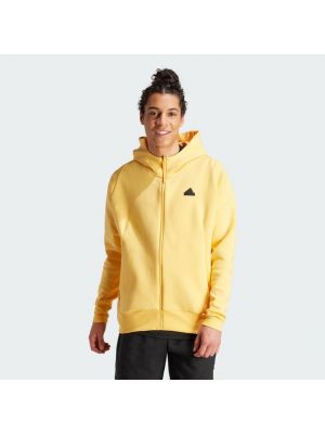 Veste fermeture éclair en coton à capuche Adidas jaune
