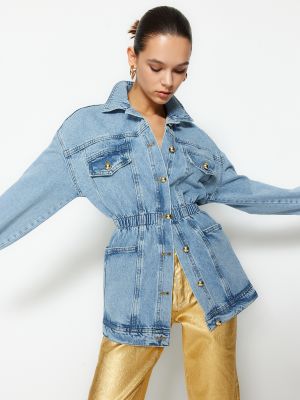 Oversize džinsa jaka ar pogām Trendyol