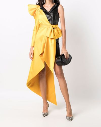 Vestido de cóctel asimétrico Moschino amarillo