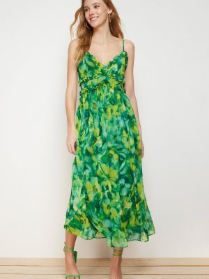 Fonott hosszú ruha Trendyol zöld
