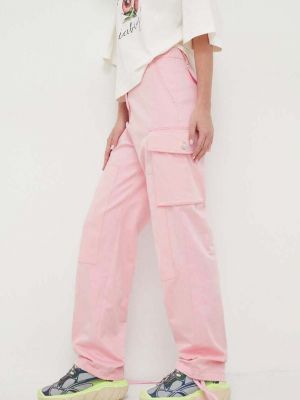 Hlače ravnih nogavica visoki struk Moschino Jeans ružičasta